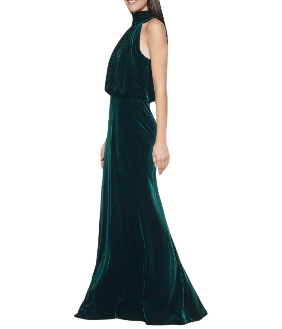 Sleeveless Mock Neck Blouson Gown Hunter Product Image