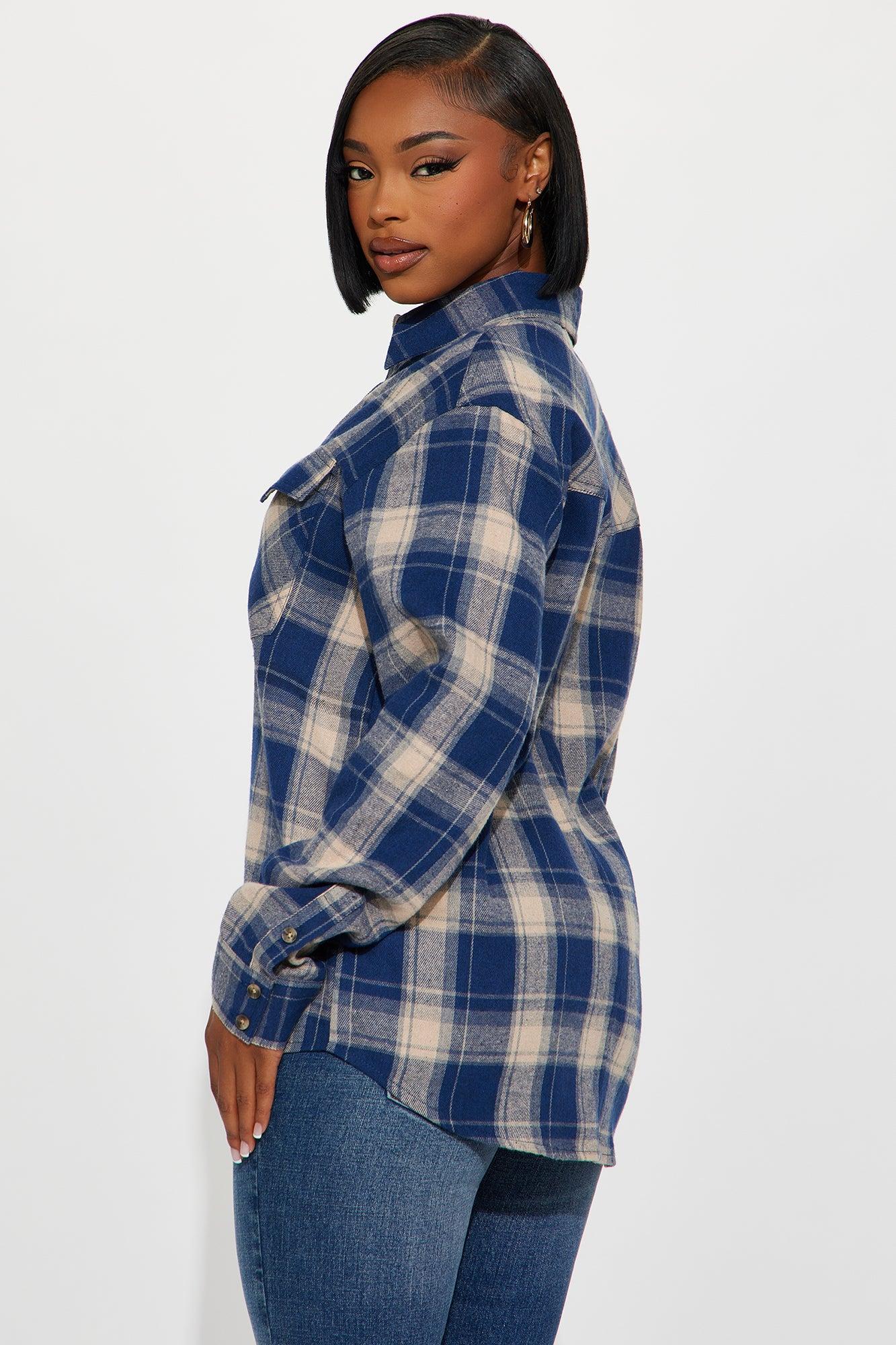 Come Get Me Flannel Plaid Shirt - Navy/combo Product Image