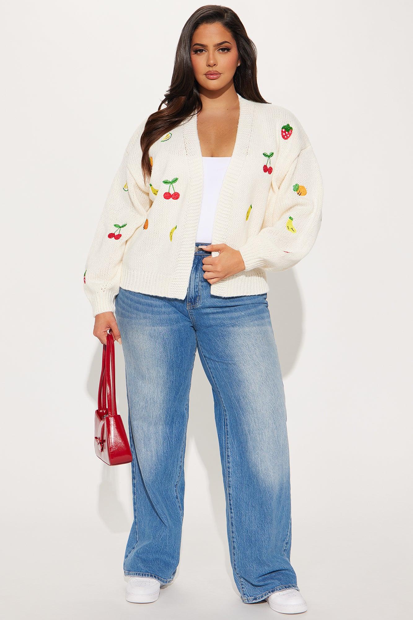 Feeling Fruity Emboridered Cardigan - Ivory/combo Product Image