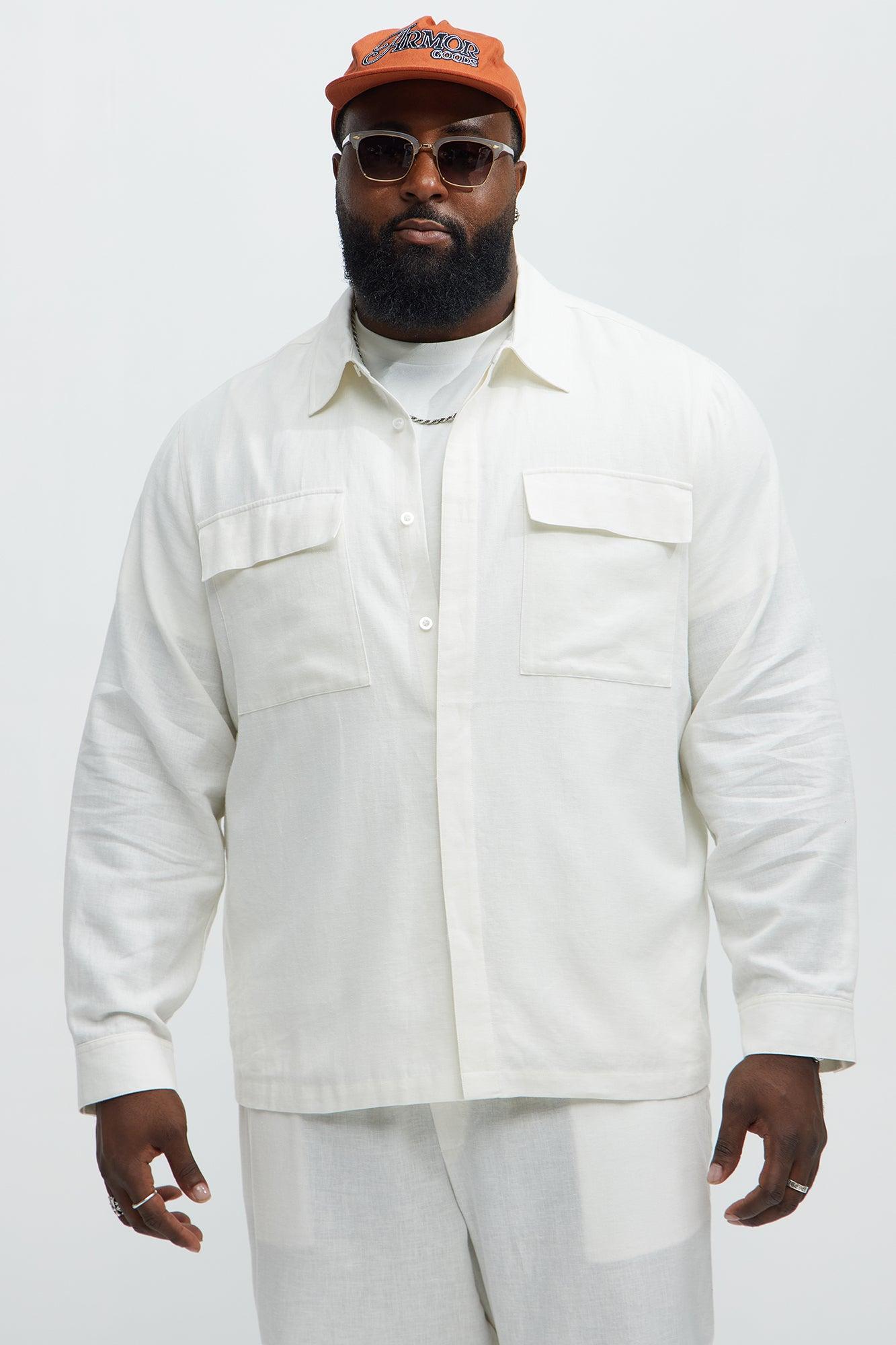 Bahamas Linen Long Sleeve Shirt - White Male Product Image
