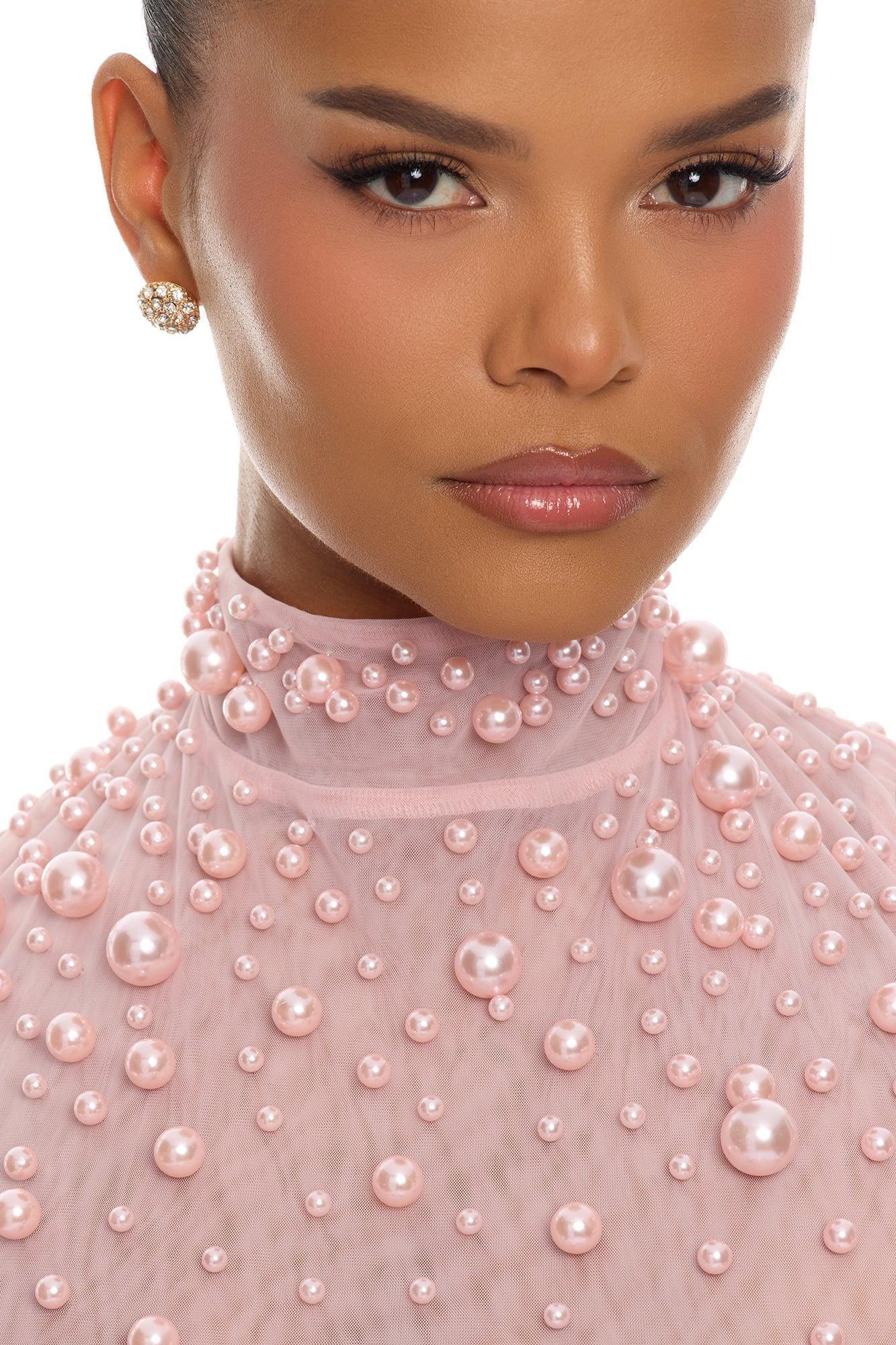 Pure Bliss Sheer Pearl Bodysuit - Light Pink Female Product Image