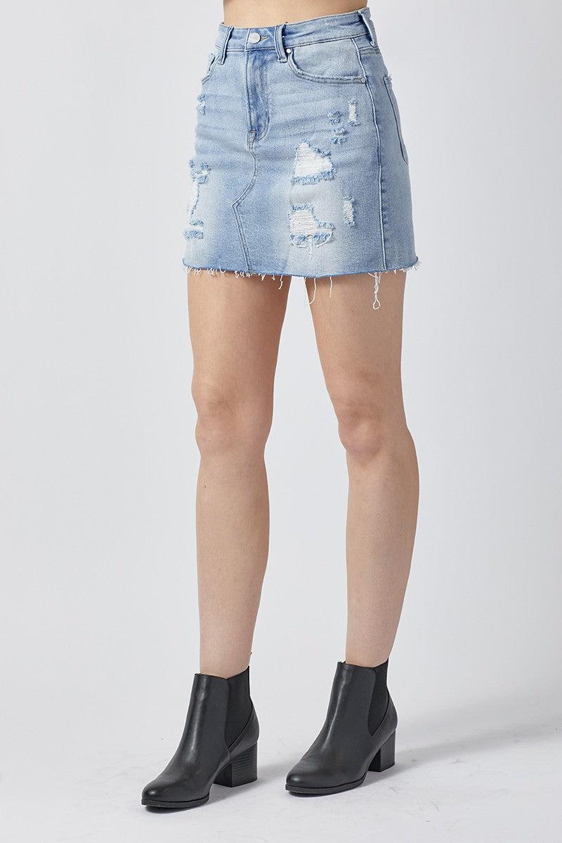 Distressed Mini Skirt Product Image