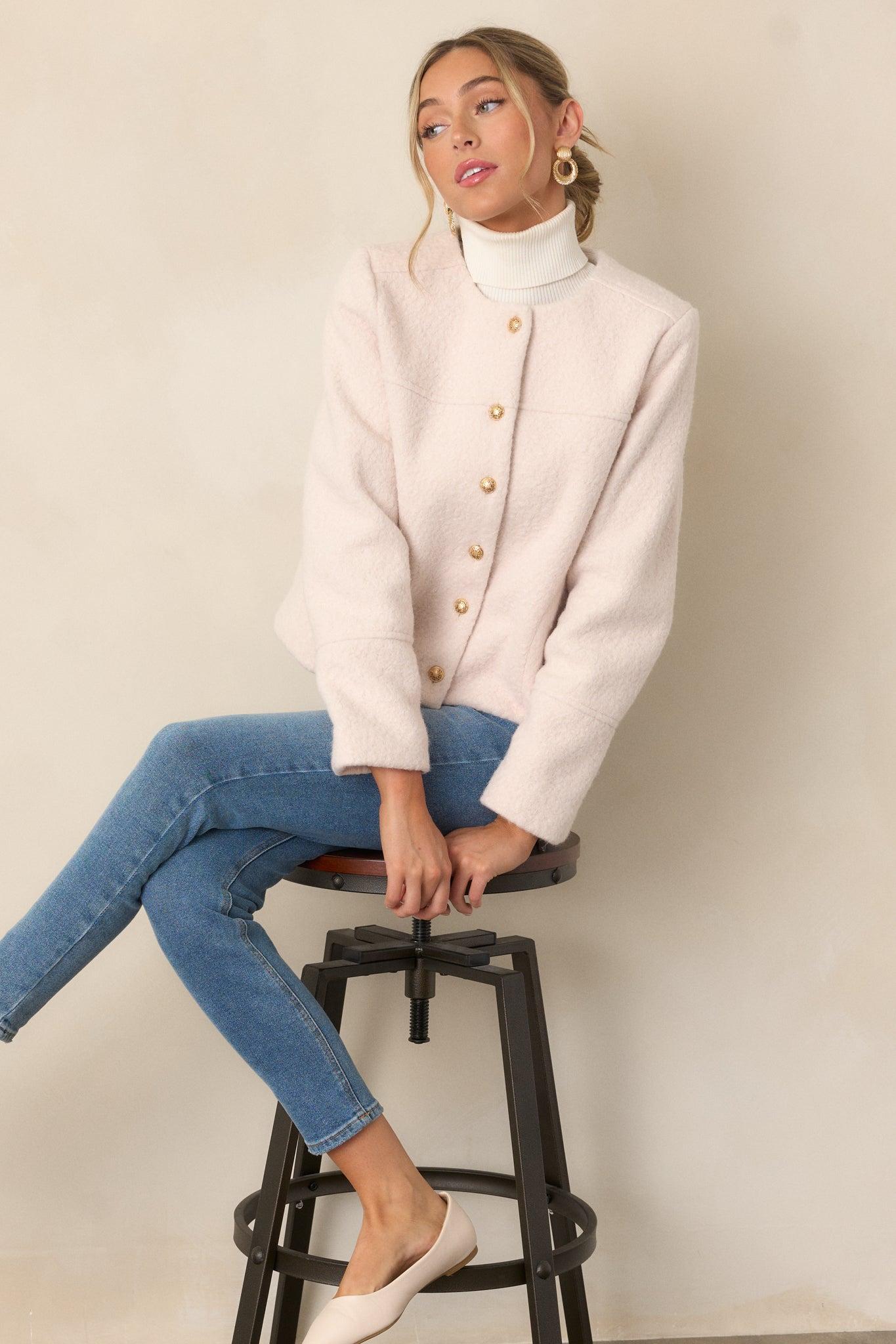 In My Heart Ivory Bouclé Jacket Product Image