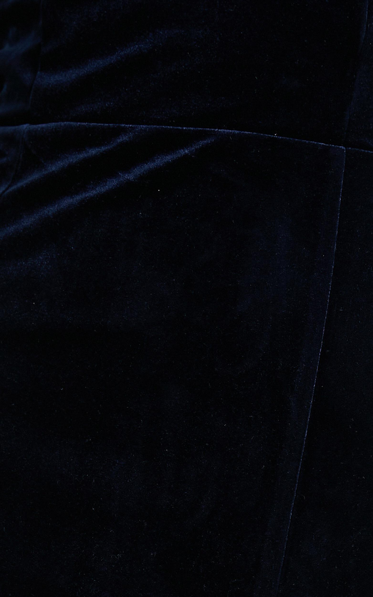 Diamona Midi Dress - Velvet Thigh Split V Neck Dress in Navy Product Image