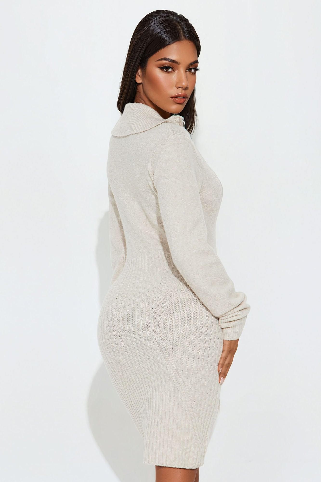 Eloise Sweater Mini Dress - Oatmeal Female Product Image