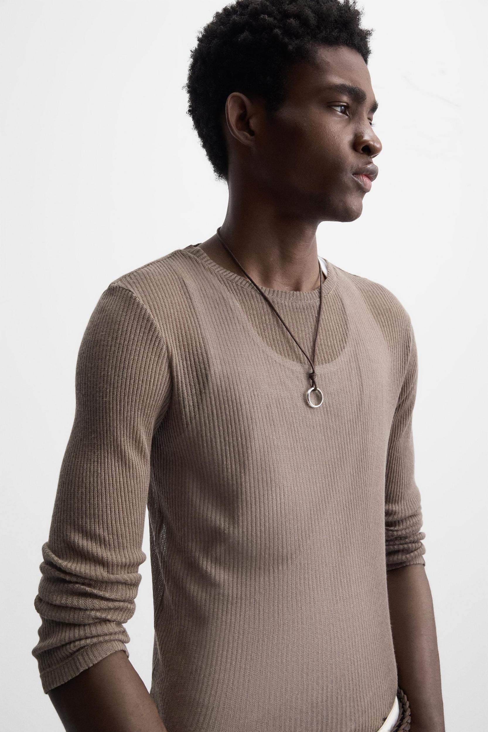 SEMI-SHEER RIBBED T-SHIRT Product Image