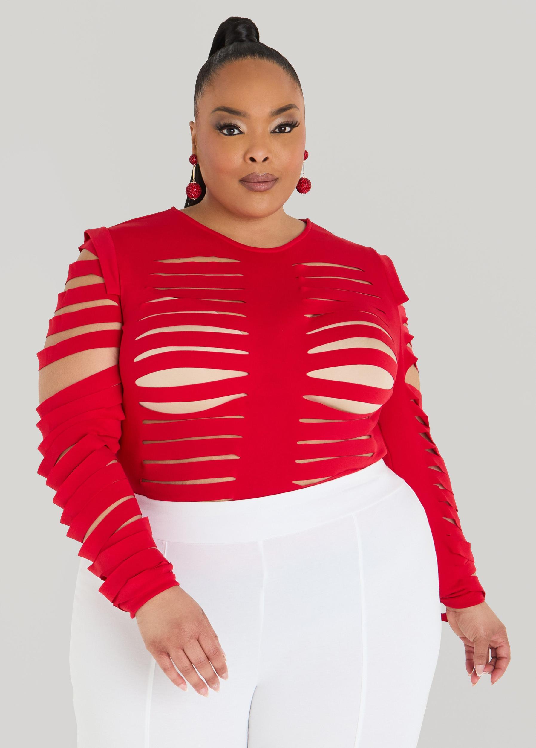 Long Sleeved Laser Cut Scuba Top Product Image