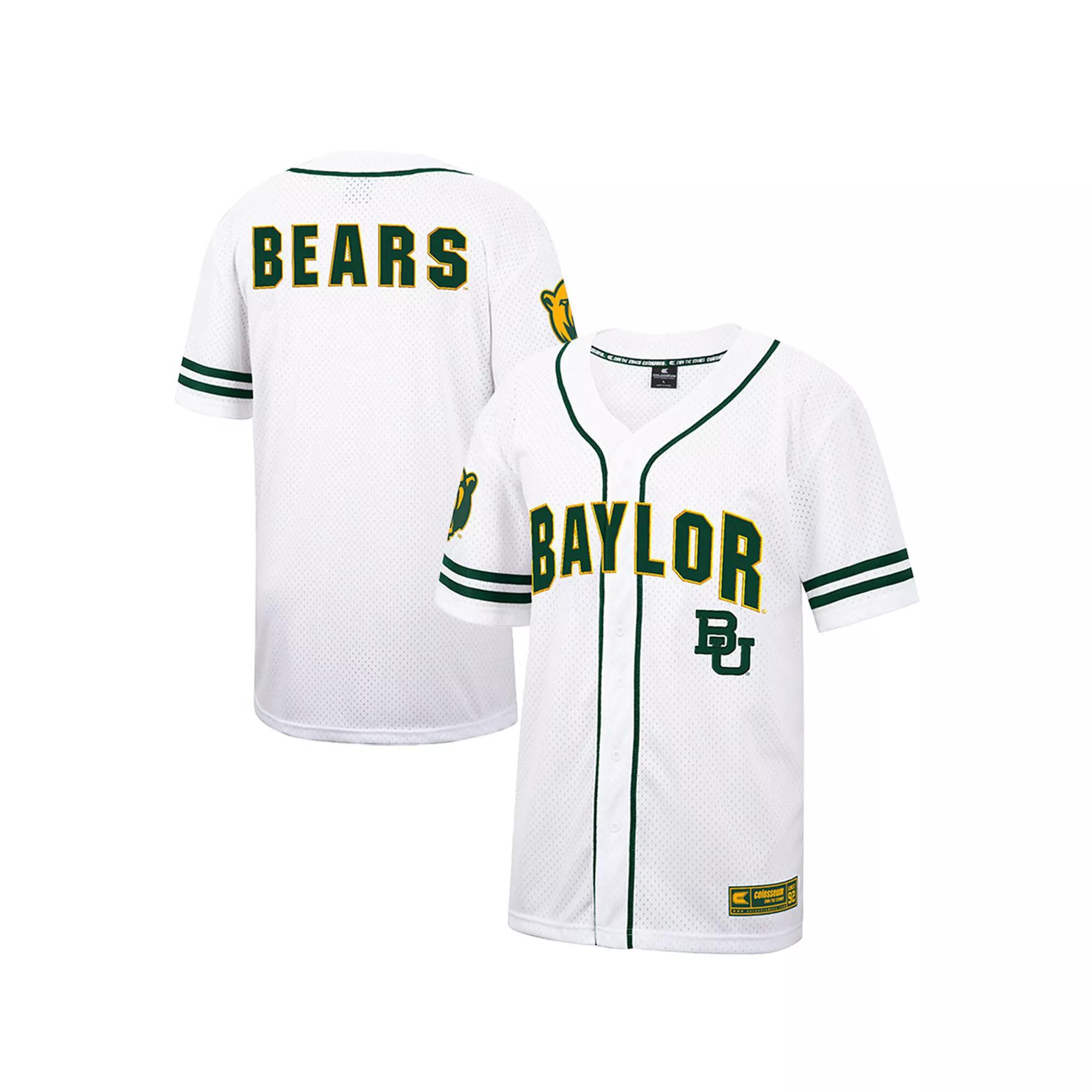 Men's Colosseum White Baylor Bears Free Spirited Mesh Button-Up Baseball Jersey, Size: XL, Bay White Product Image
