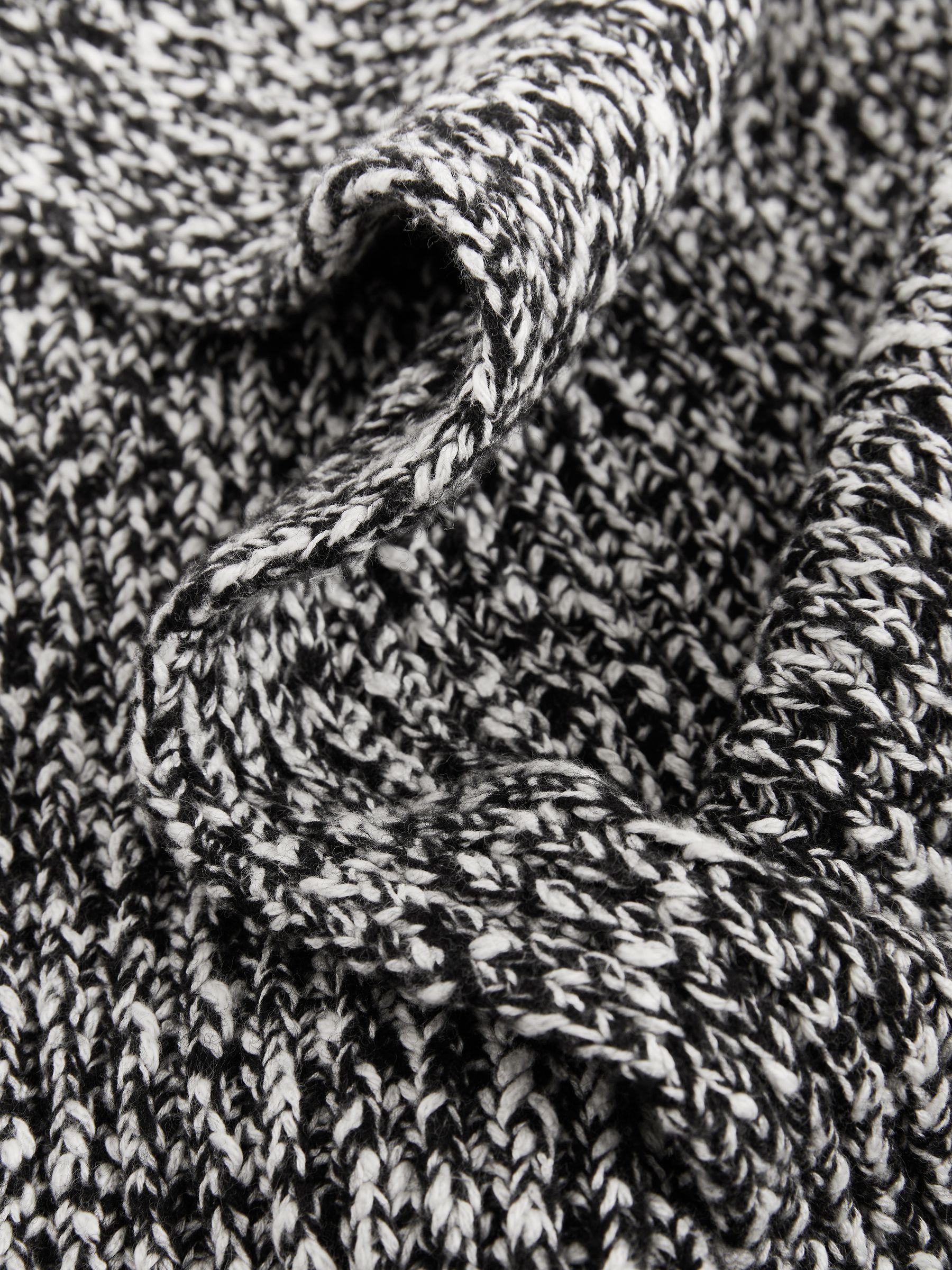 Cotton-Wool Ribbed Mouliné Scarf in Black/White Product Image