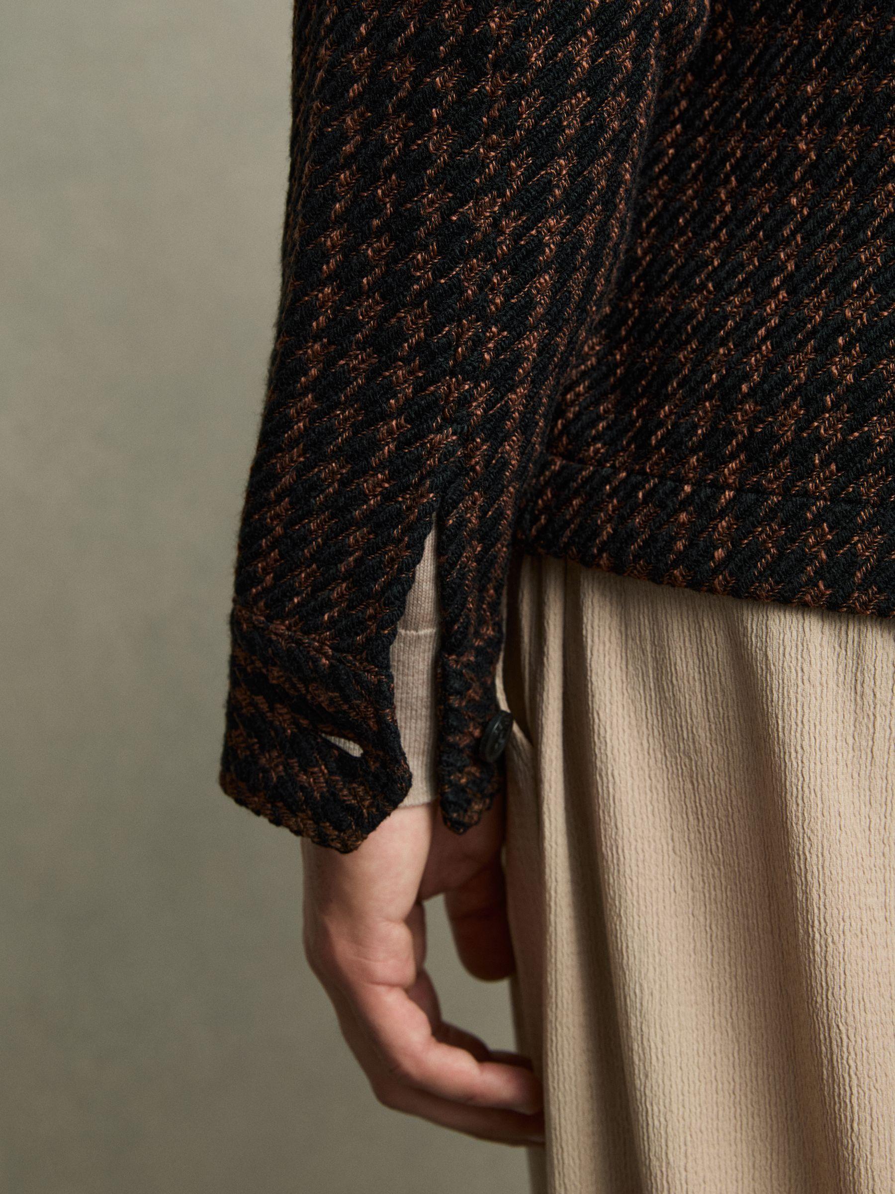 Brushed Houndstooth-Check Overshirt in Navy/Rust Product Image