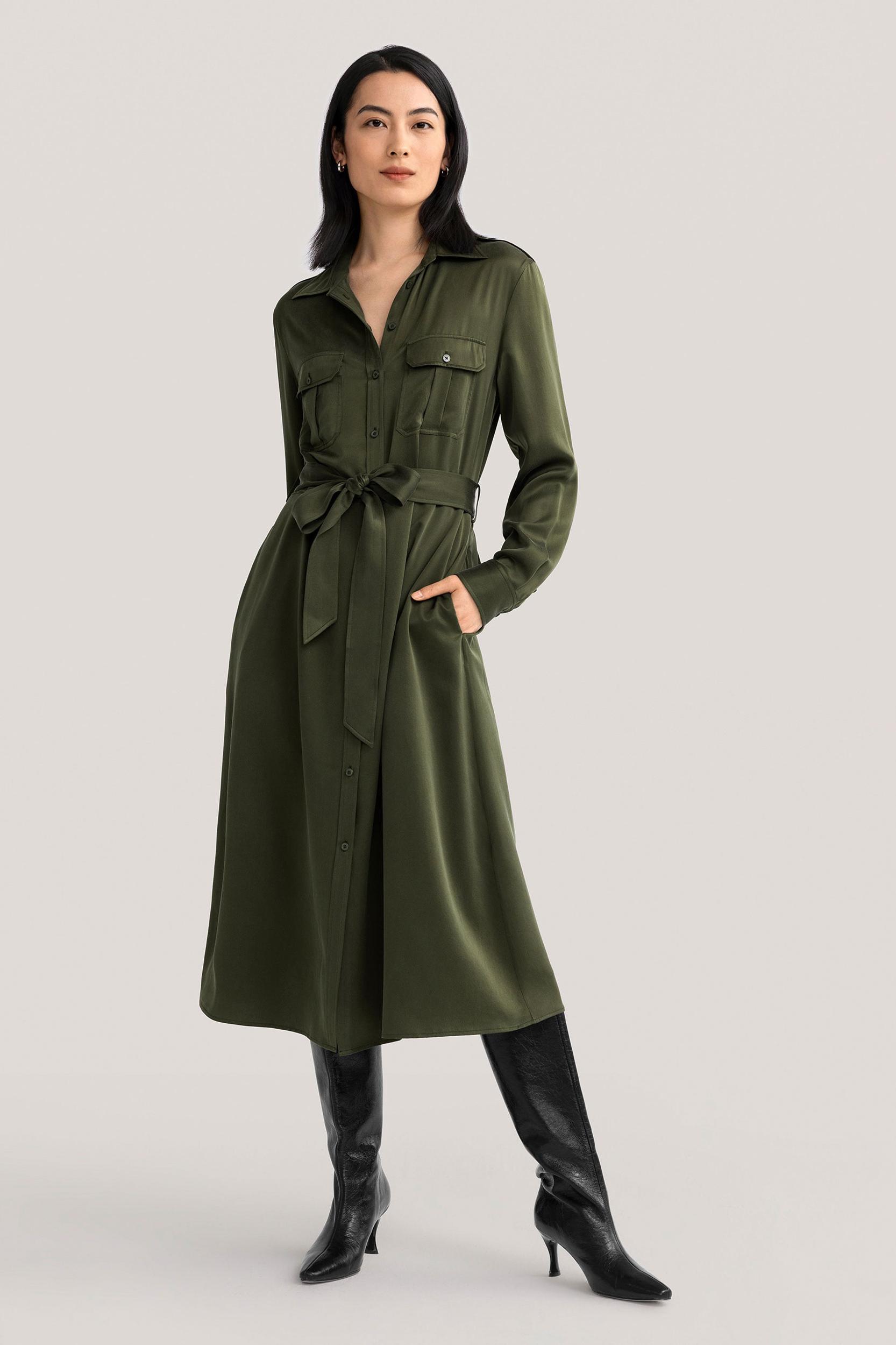 Sand-washed Pocket Trench Dress Product Image