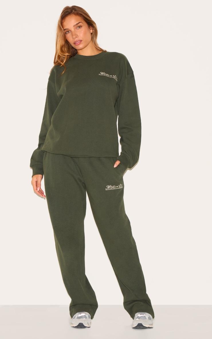 Khaki Mind & Soul Premium Print Oversized Sweatshirt Product Image