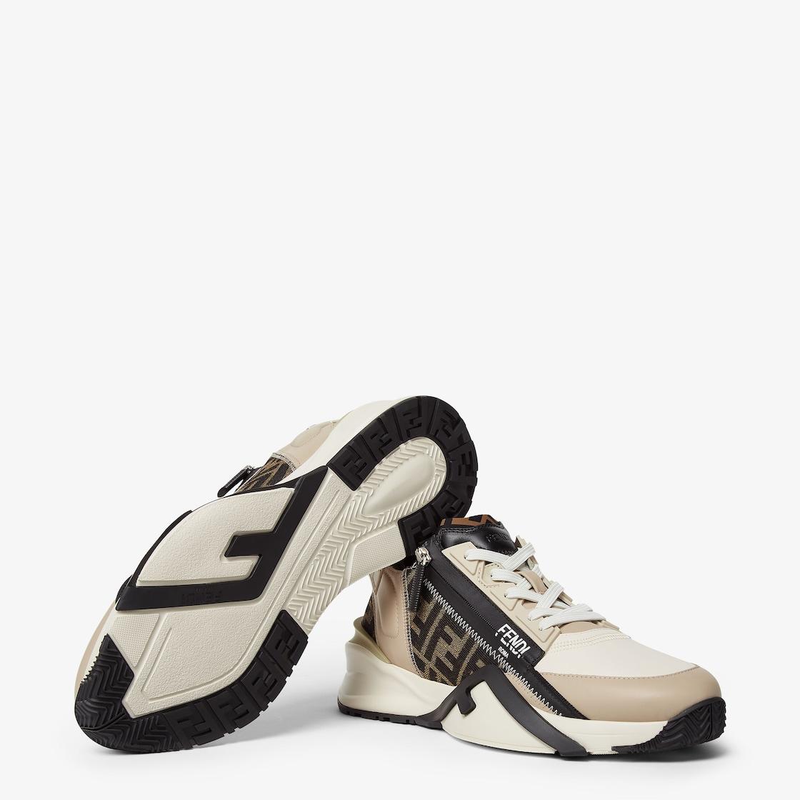 Fendi Flow SneakersBrown FF jacquard and beige leather low-tops Product Image