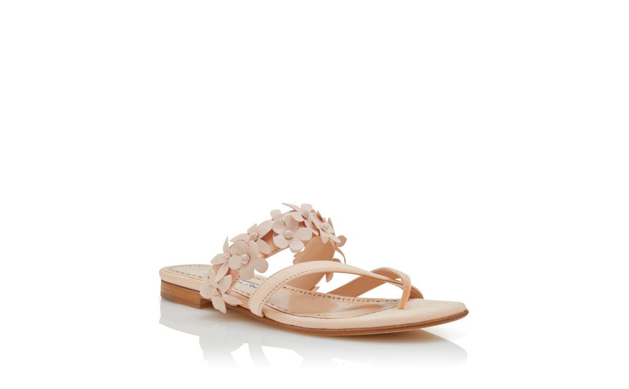 FIOSA Light Pink Nappa Leather Flat Sandals Product Image