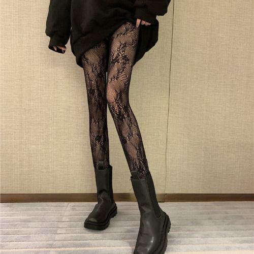 Bow Pattern Fishnet Tights Product Image