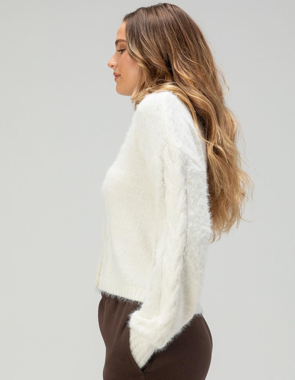 RSQ Womens Cable Fuzzy Cardigan - CREAM Product Image