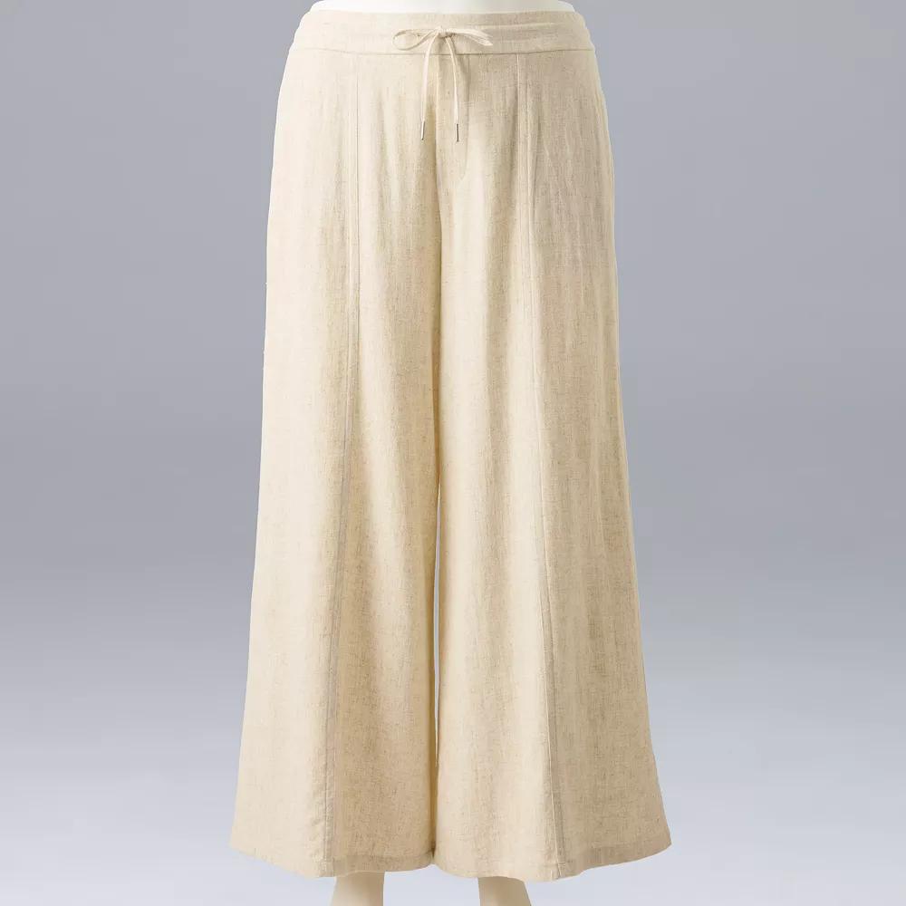 Plus Size Simply Vera Vera Wang Wide Leg Linen Pants, Women's, Size: 2XL, Vera Flax Product Image