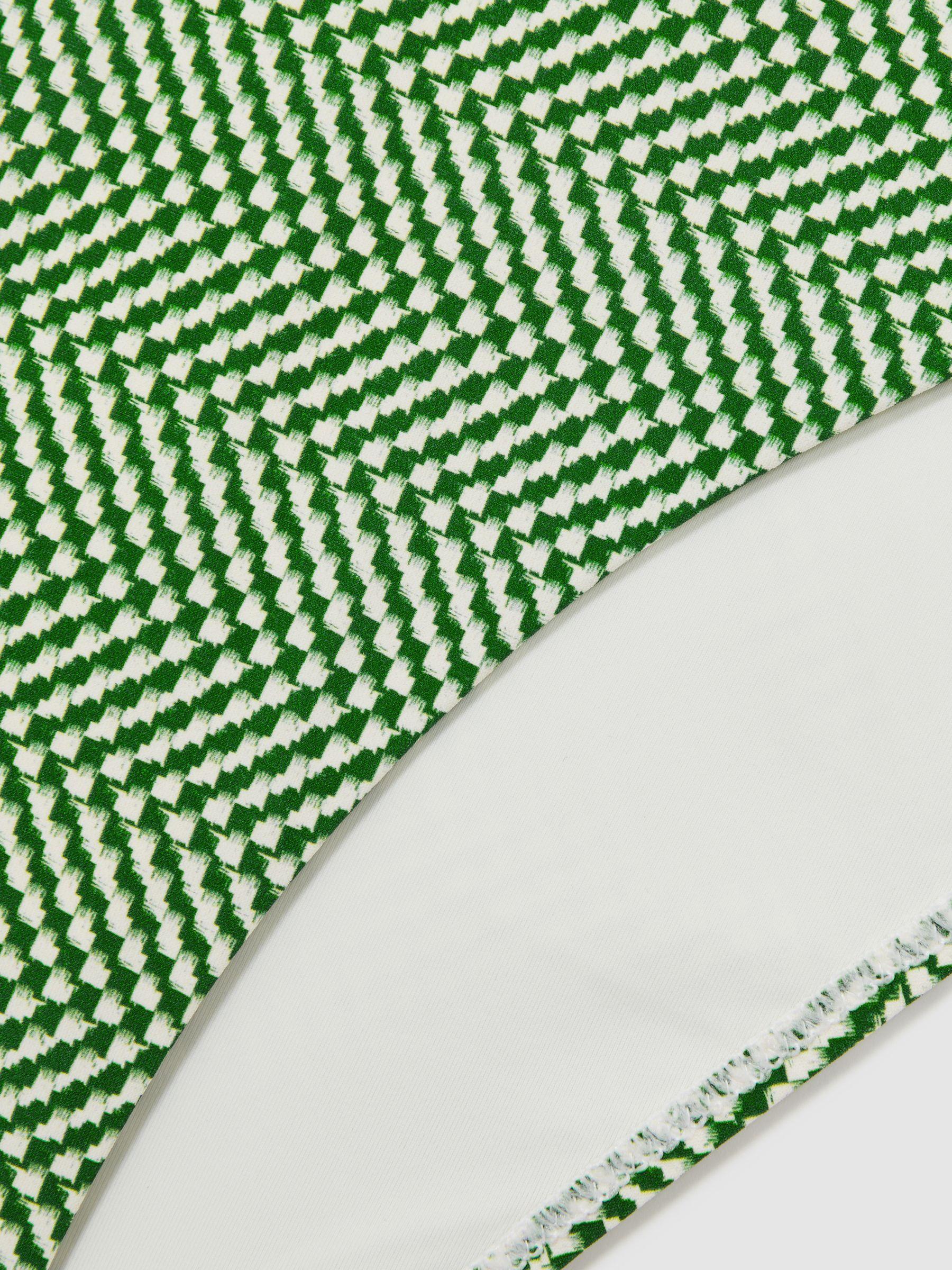Chequered-Print Bikini Bottoms in Green/White Product Image