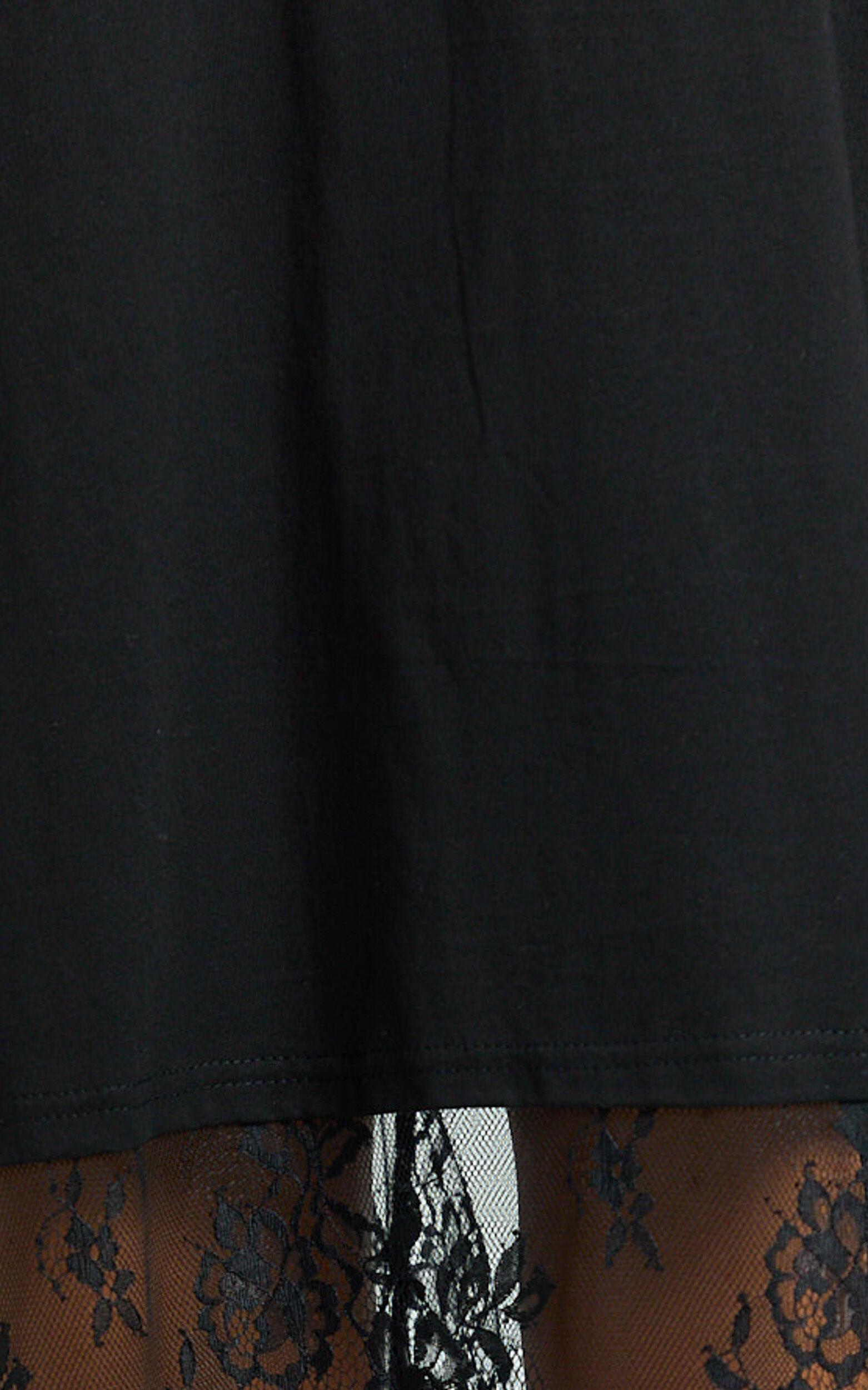 Jonna Top - Longline Lace Insert Tee in Black Product Image