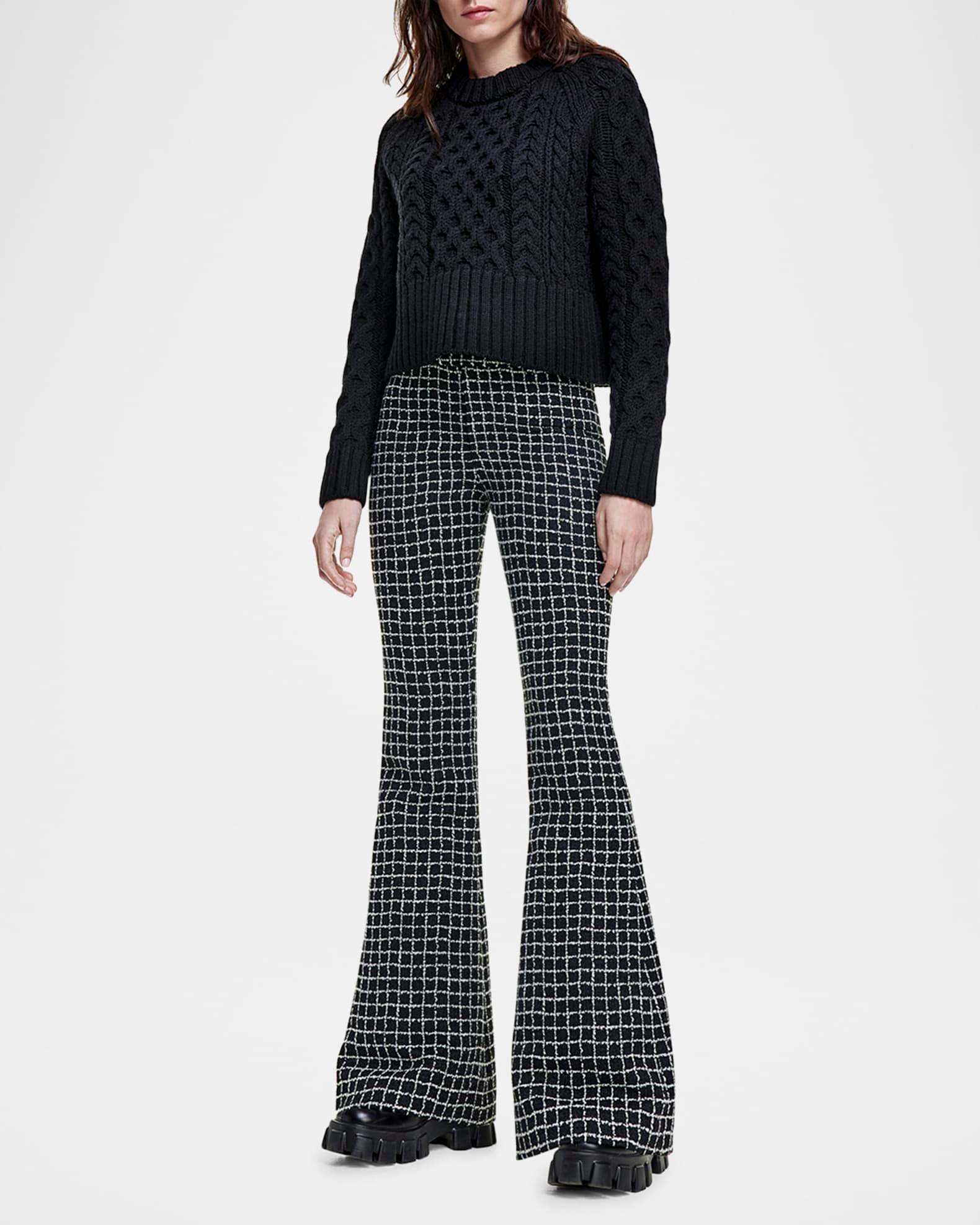 Grid Tweed Bootcut Pants Product Image