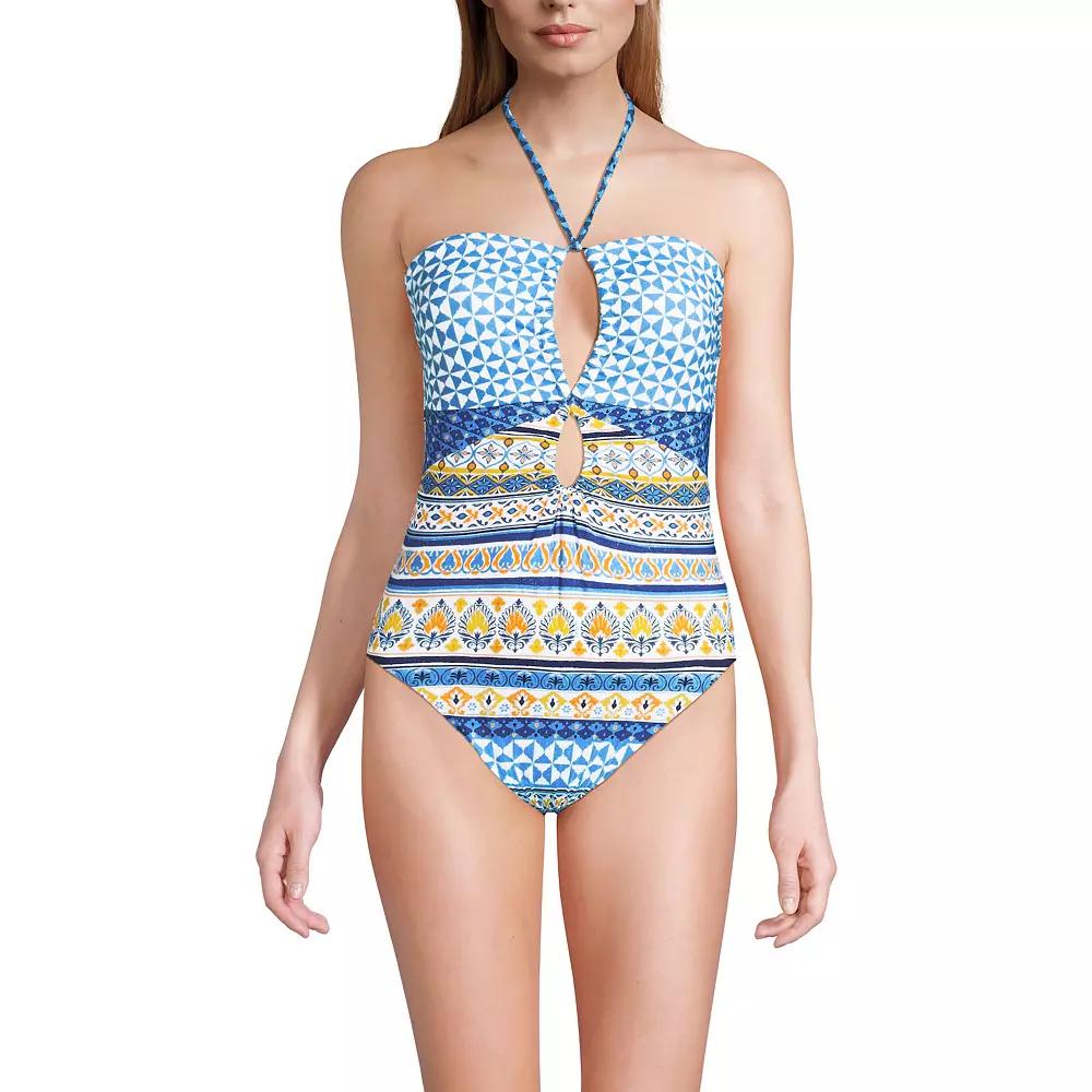 Women's Lands' End Cut Out Multiway Halter High Leg One Piece Swimsuit,  Product Image