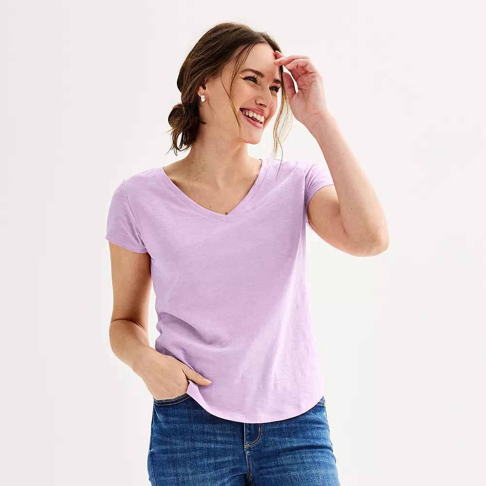 Women's Sonoma Goods For Life® Everyday Short Sleeve V-Neck Tee, Size: XL, Botanical Purple Product Image