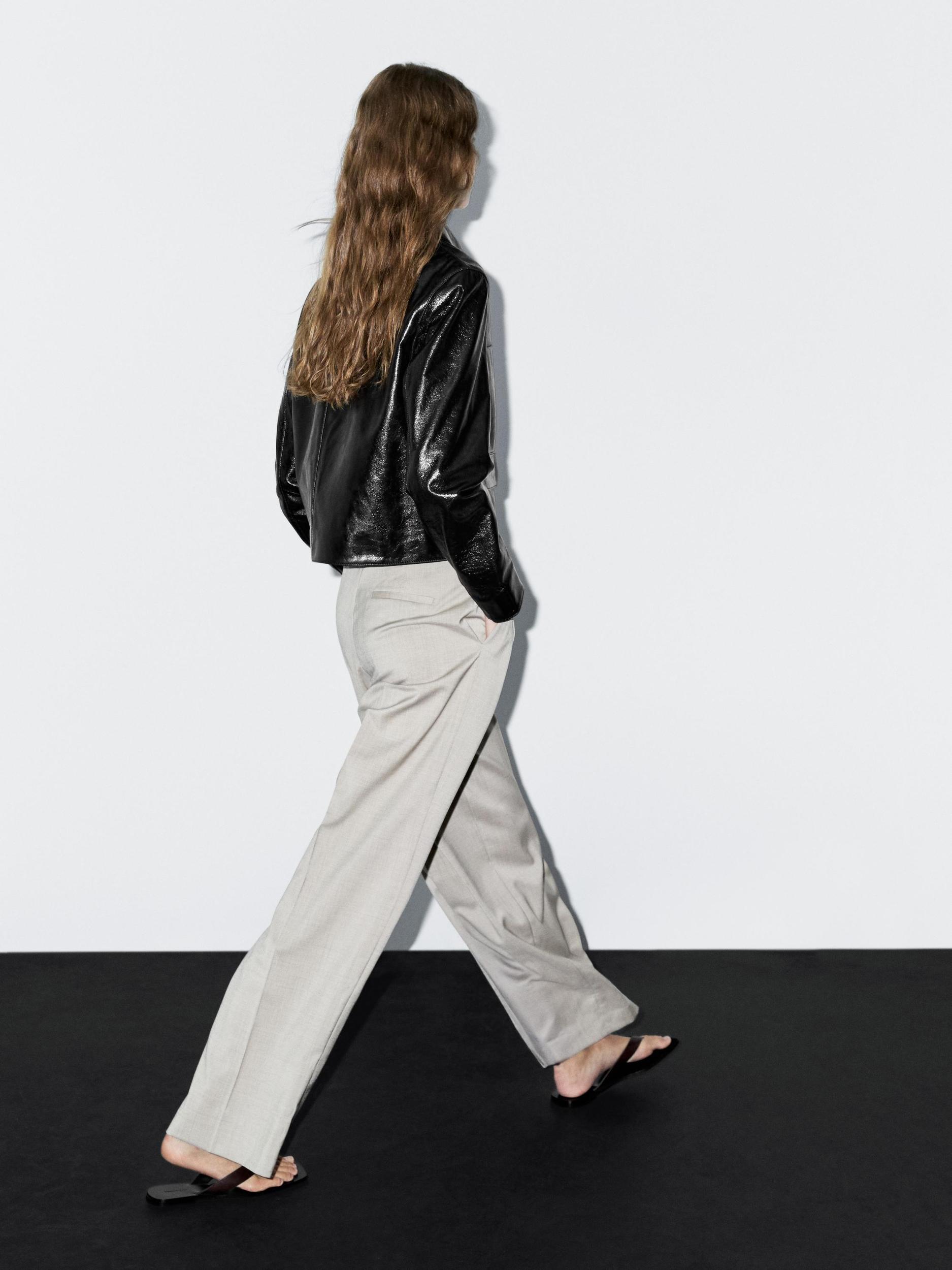 Cropped nappa leather jacket Product Image