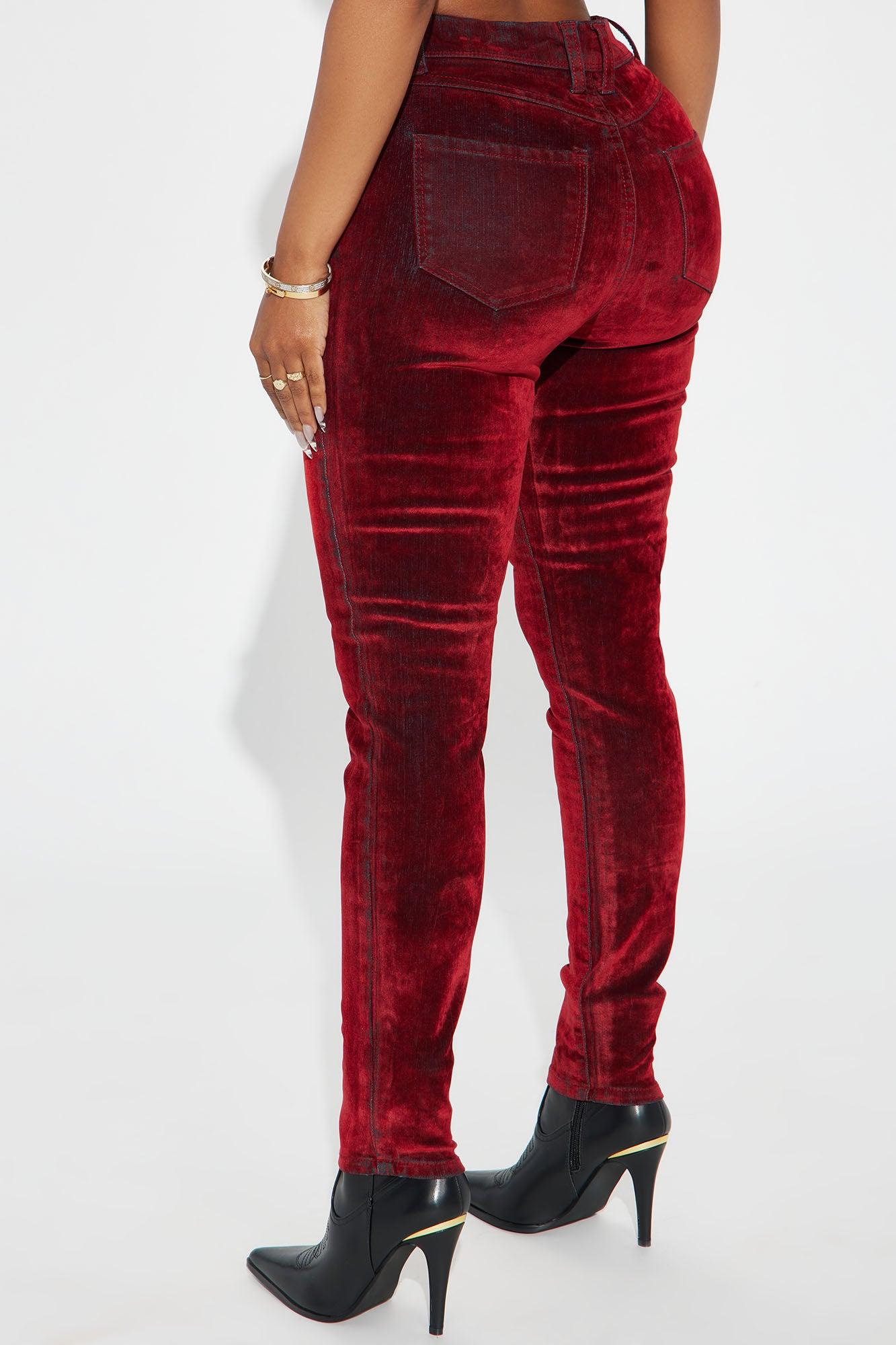 Feeling Fine Flocked Stretch Skinny Jeans - Red Product Image