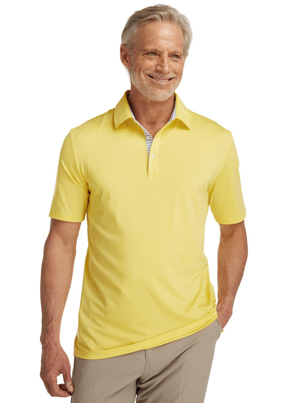 Performance Blend Three Button Polo - Light Yellow Product Image