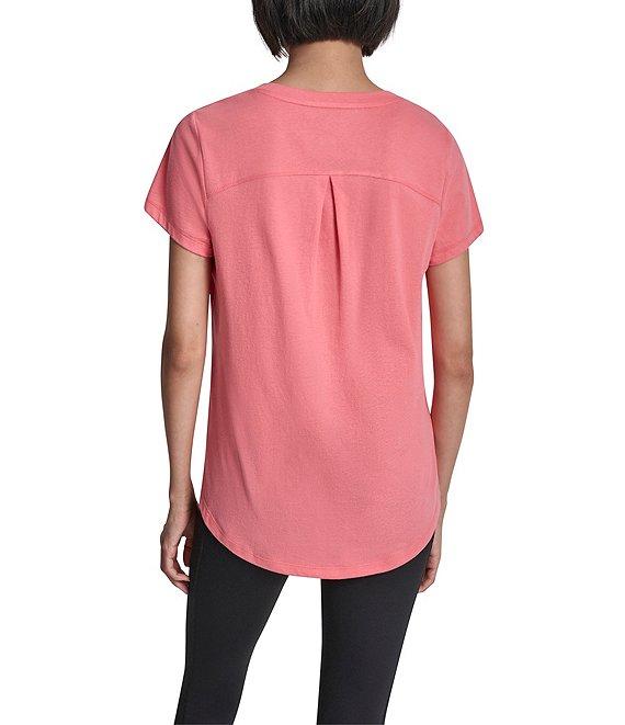 DKNY Sport By Donna Karan Micro Peached Jersey V-Neck Short Sleeve High Low Tee Product Image