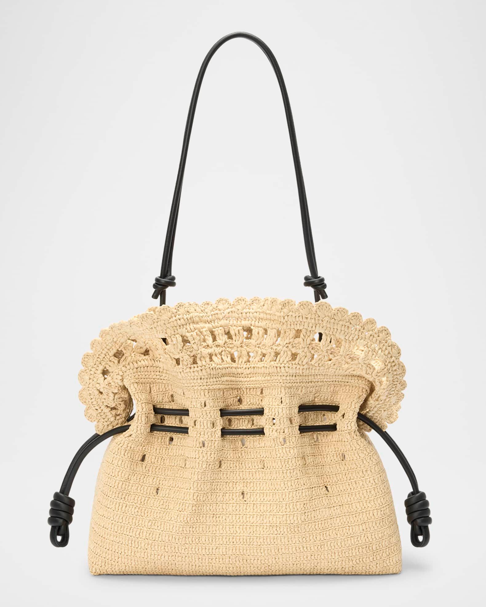x Paula’s Ibiza Flamenco Medium Ruffled Clutch Bag in Raffia Product Image