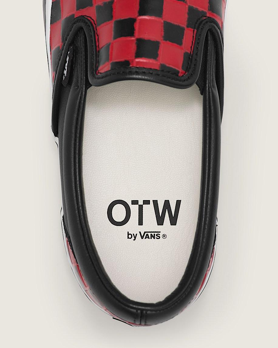OTW Leather Checkerboard Slip-On 98 Vibram in Racing Red| Vans US Product Image