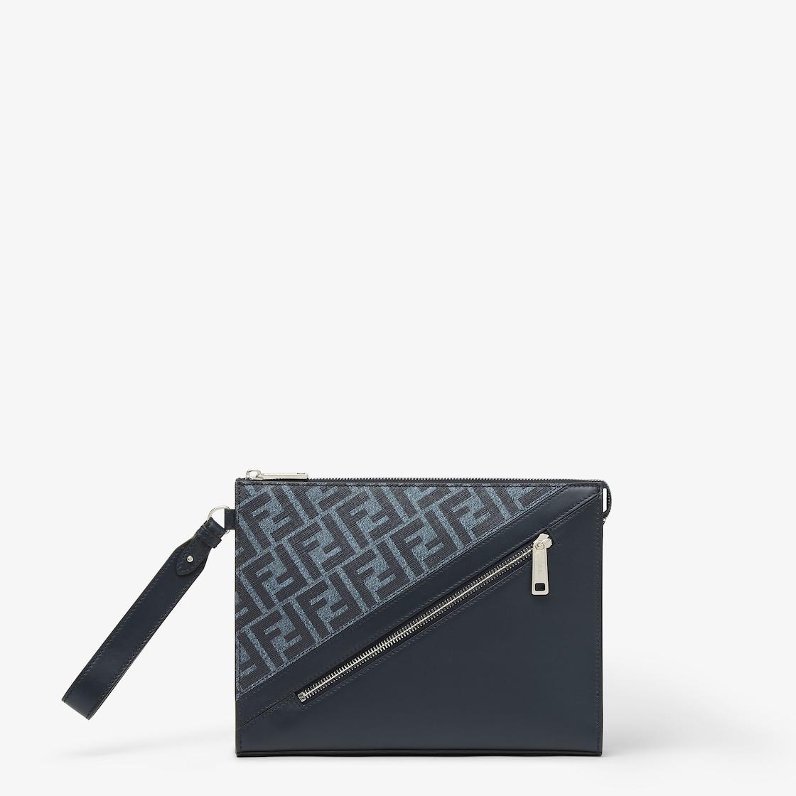 Fendi Diagonal Flat PouchBlue FF canvas pouch Product Image