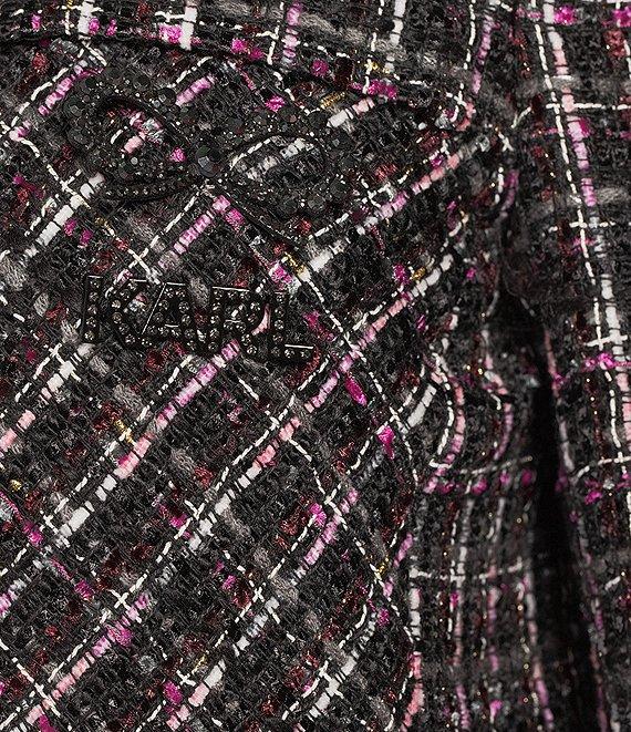 KARL LAGERFELD PARIS Tweed Round Neck Long Sleeve Jacket Product Image
