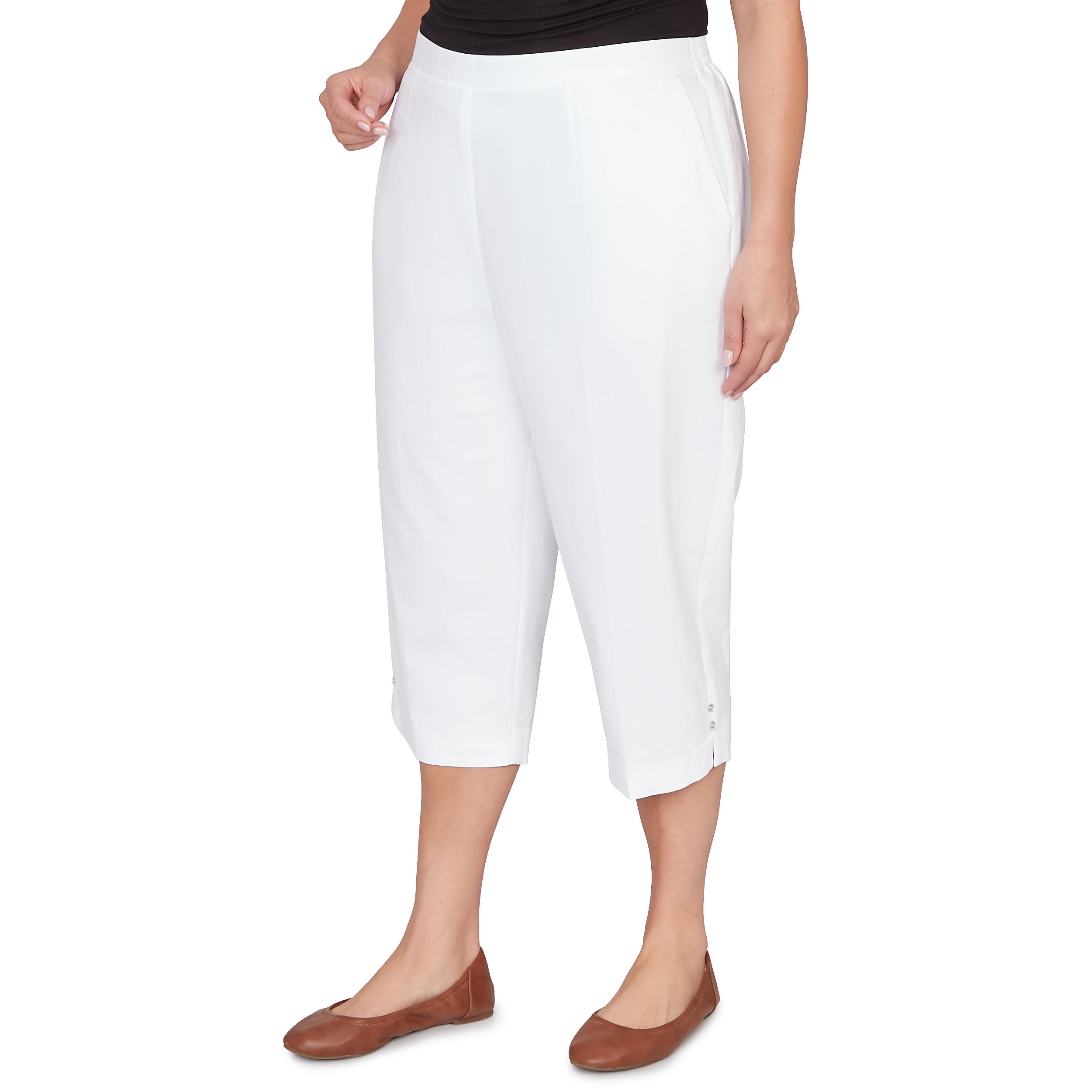 Alfred Dunner Solid Twill Button Hem Capri Pant - Plus Product Image