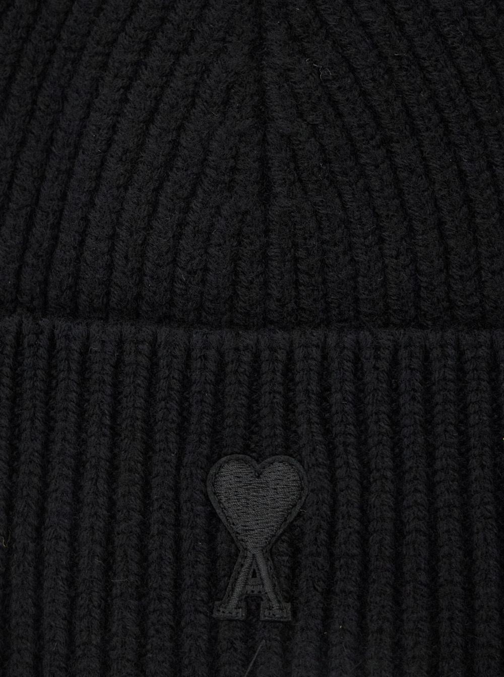 AMI ALEXANDRE MATTIUSSI Ami Paris Ami De Coeur Black Wool Hat Men Product Image