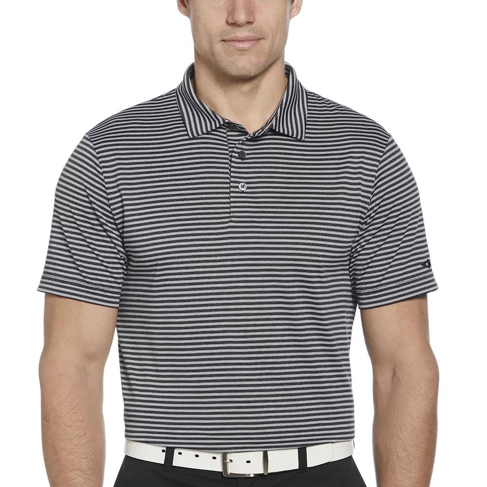 Men's Grand Slam Grand Slam Heather Stripe Short Sleeve Slim Fit Golf Polo Shirt, Size: Small, Caviar Grey Product Image