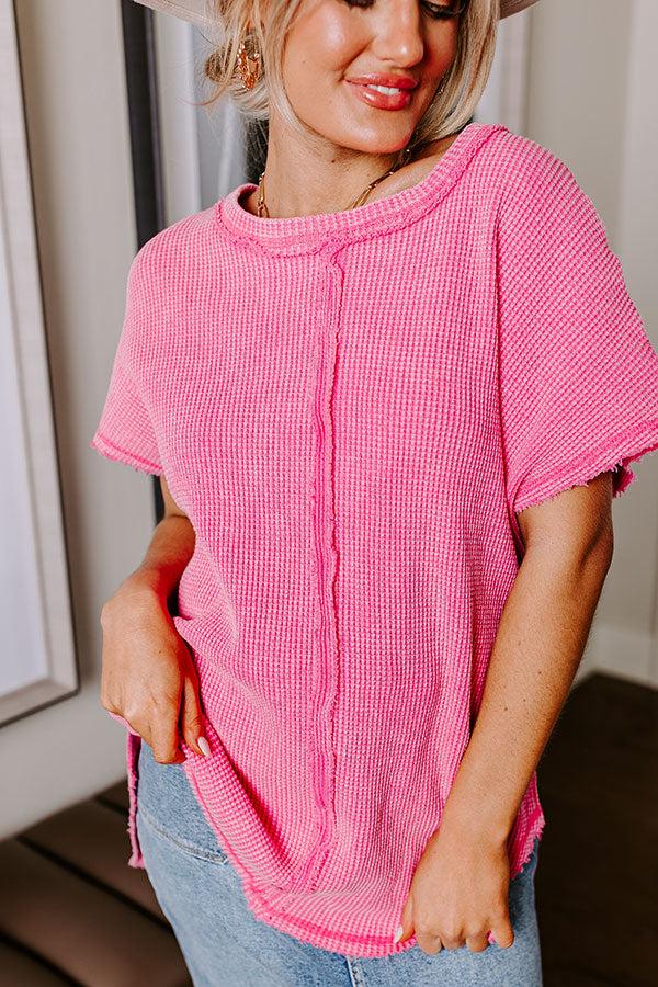 Visions Of You Waffle Knit Top In Pink Product Image