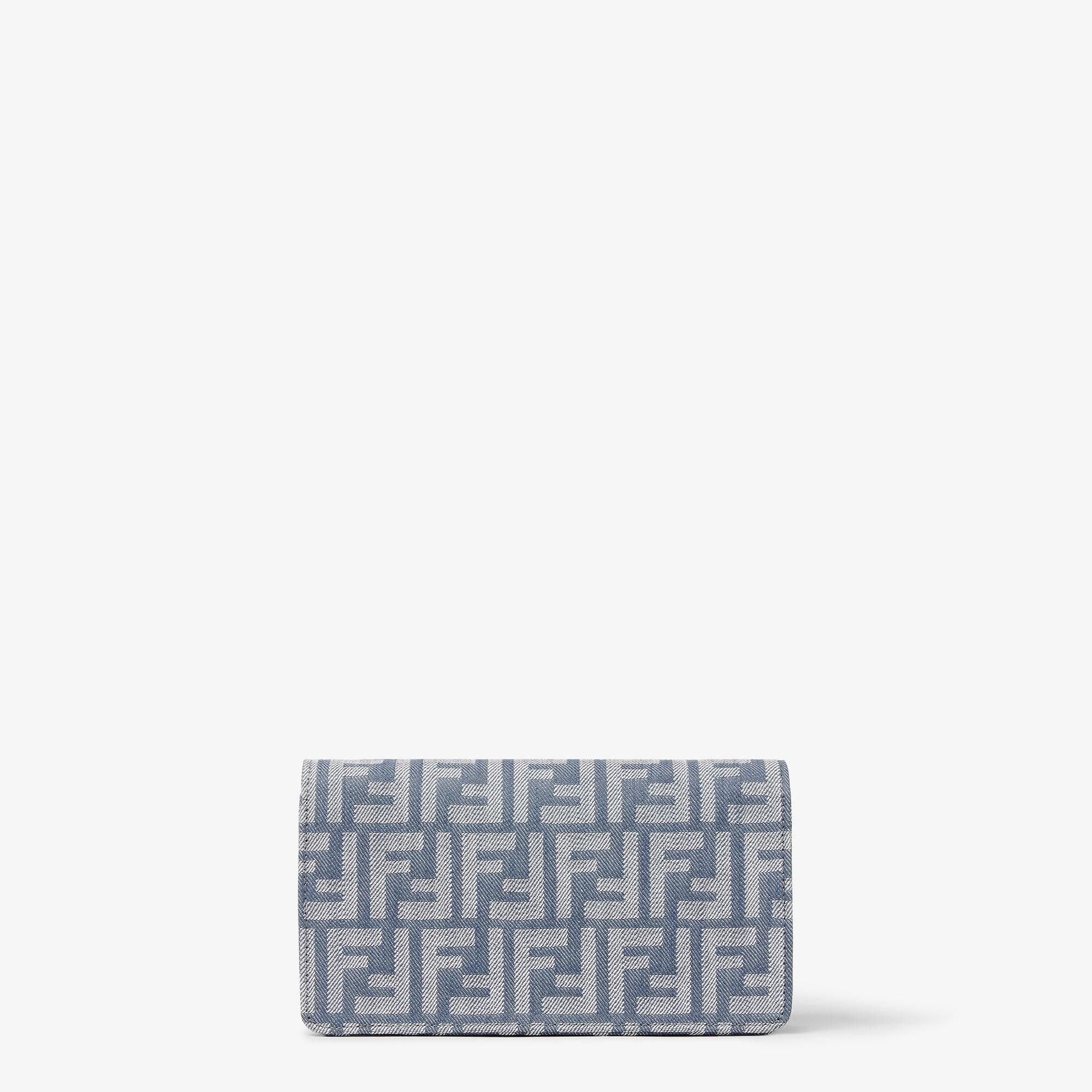 Wallet On Chain BaguetteBlue denim-effect FF jacquard wallet Product Image