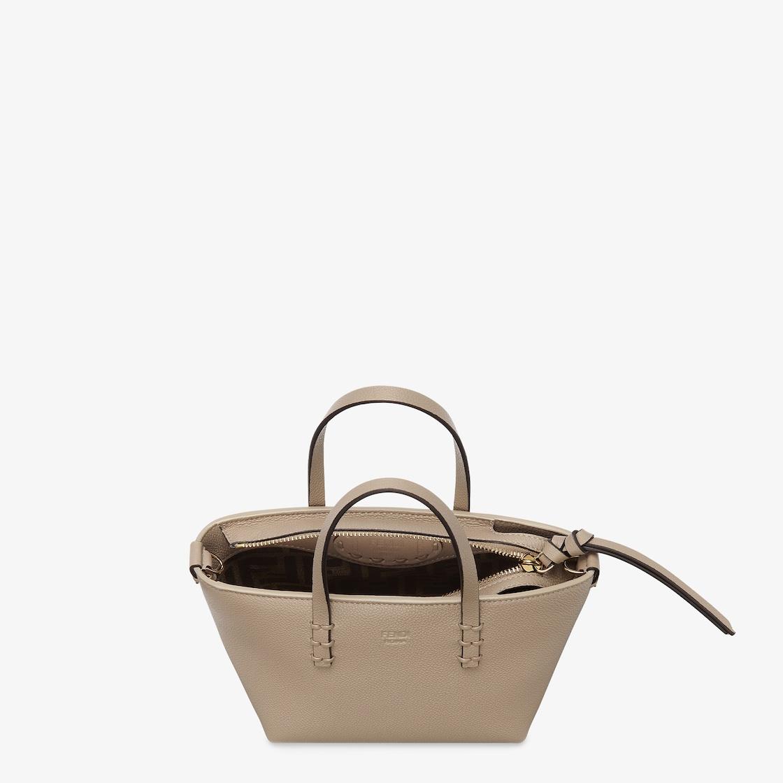 Roll MiniDove gray Selleria mini-bag with 62 hand-sewn topstitches Product Image