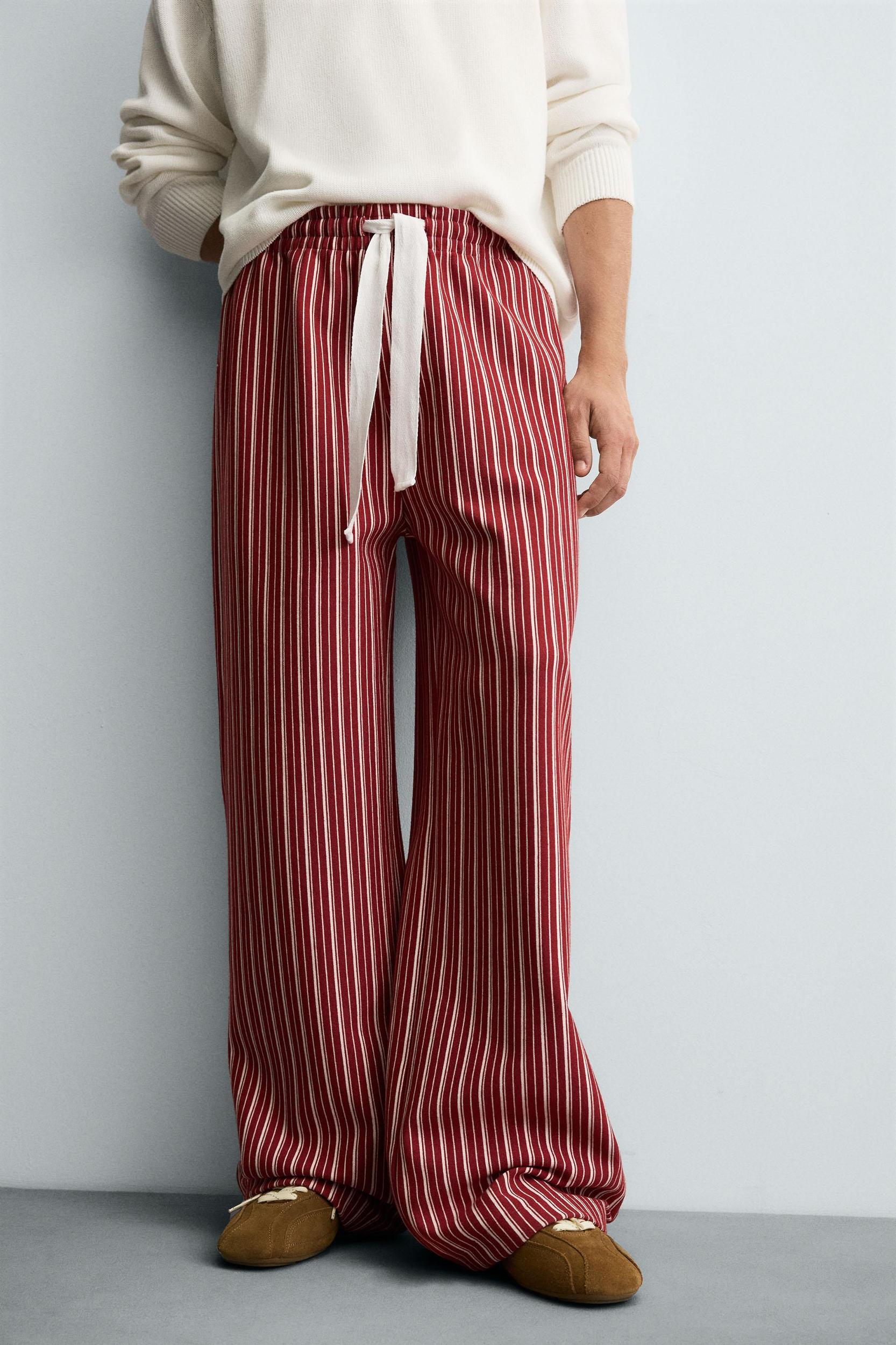 STRIPED RELAXED FIT PANTS Product Image
