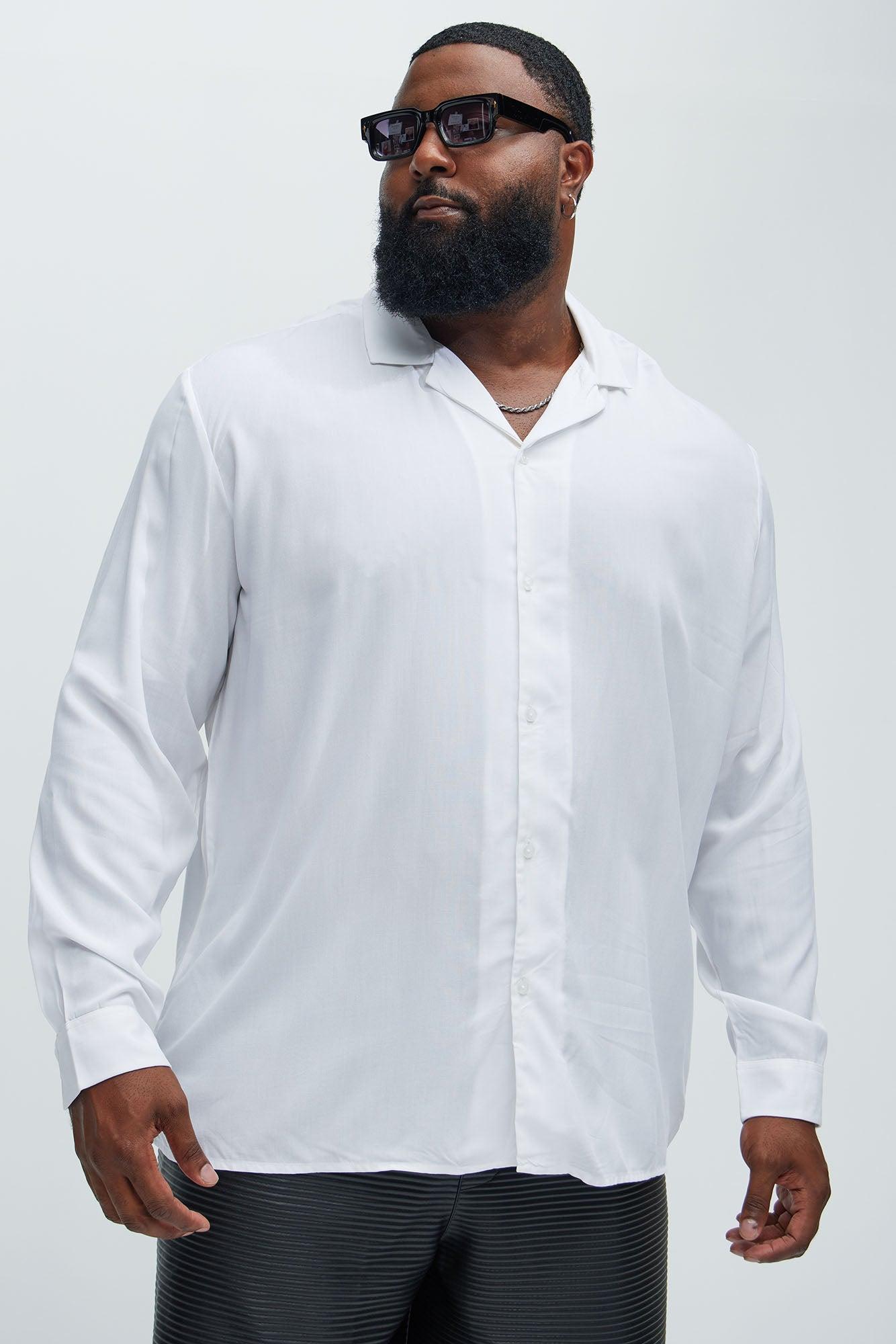 Dawson Relaxed Long Sleeve Button Up Shirt - White Product Image