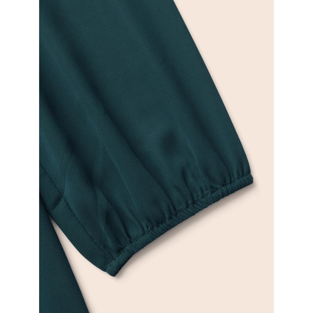 Plus Size DarkSlateGray Puff Sleeves Front Placket Chiffon Blouse Women Elegant Long Sleeve Heart neckline Everyday Blouses BloomChic 18-20/2X Product Image