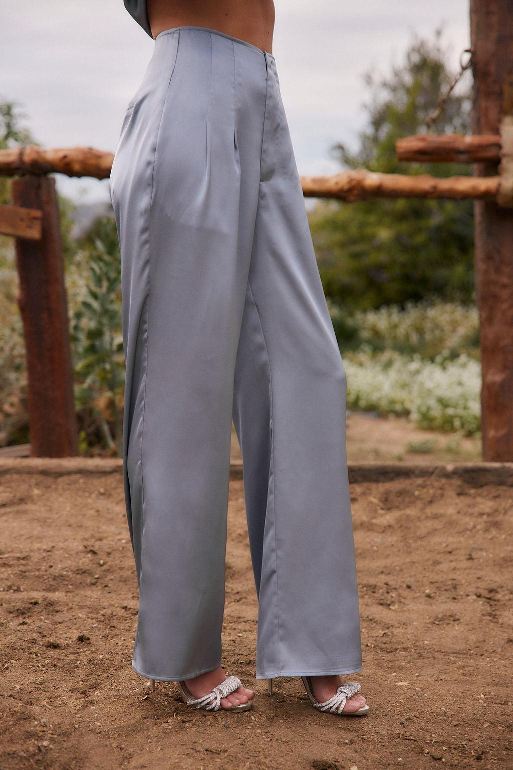 Halley Blue Satin Trousers Product Image