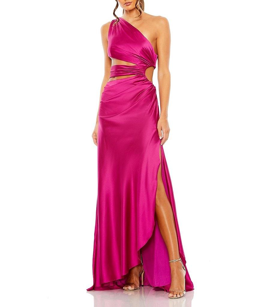 Mac Duggal One Shoulder Side Cut Out Satin Gown Product Image