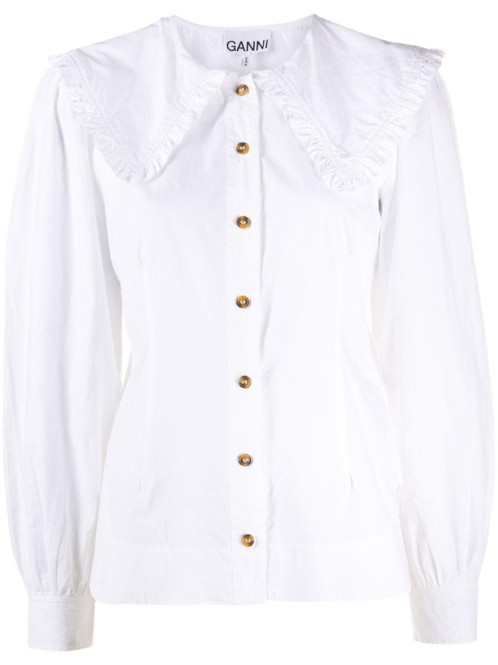 oversized-collar buttoned blouse Product Image