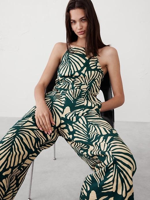 Linen-Blend Strappy Tailored Jumpsuit Product Image