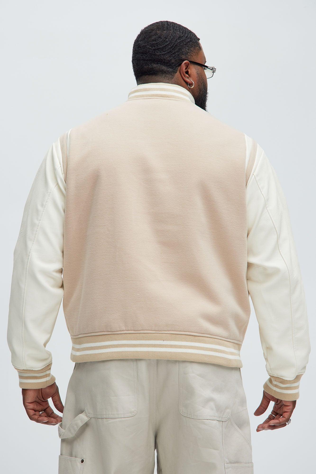 Shoulder Varsity Jacket - Tan Product Image