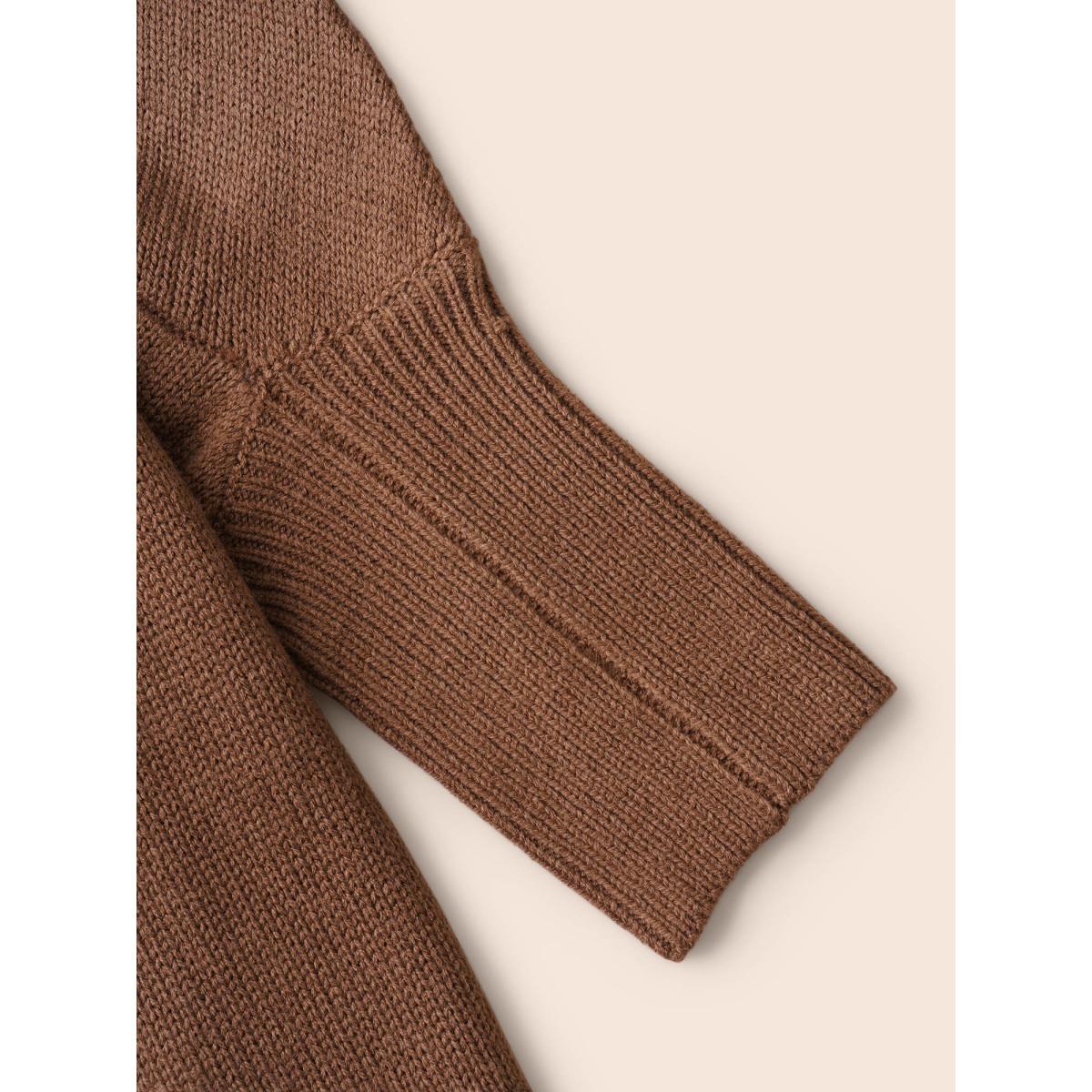 Plus Size Texture Kimono Collar Dolman Sleeve Cardigan Browncoffeecolor Women Casual Loose Long Sleeve Everyday Cardigans BloomChic 26/4X Product Image