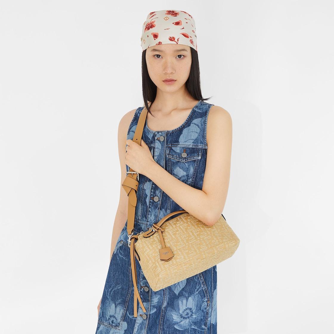 By The Way Soft MiniJacquard fabric mini-bag with raffia FF Product Image